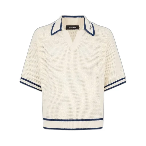 Open Work Knit Polo