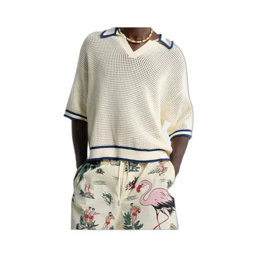 Open Work Knit Polo