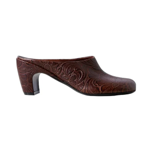 Embossed Leather Mules
