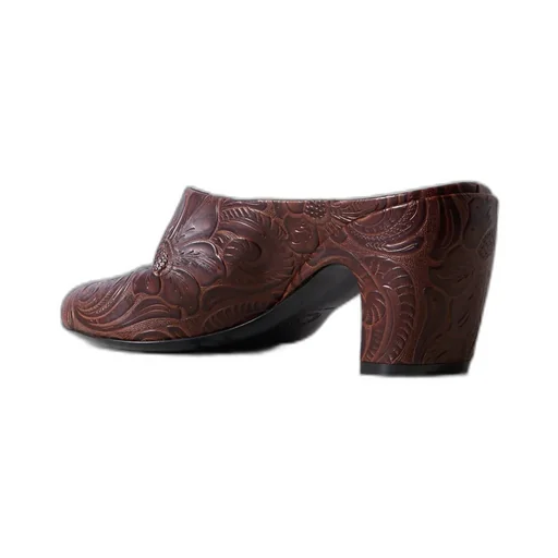 Embossed Leather Mules