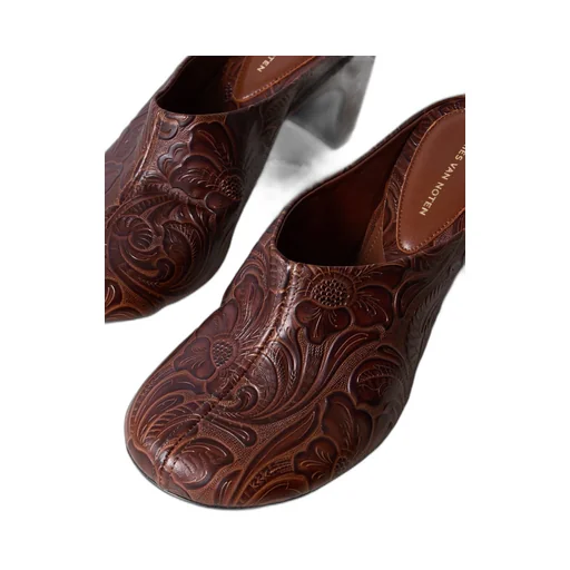 Embossed Leather Mules