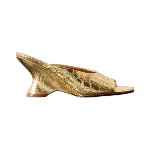Crocodile-Patterned Leather High-Heeled Sandals