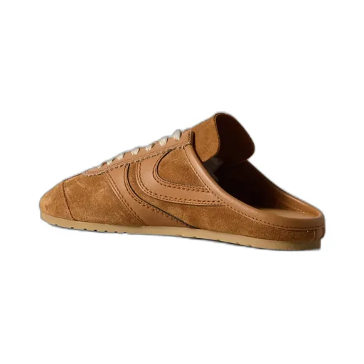 Leather-Trimmed Suede Mules