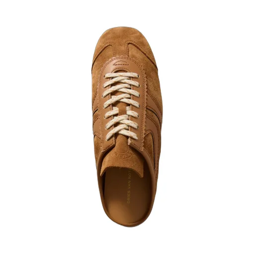 Leather-Trimmed Suede Mules