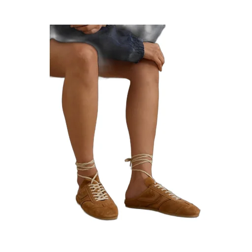 Leather-Trimmed Suede Mules
