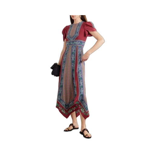 Puffed-Sleeved Midi Dress