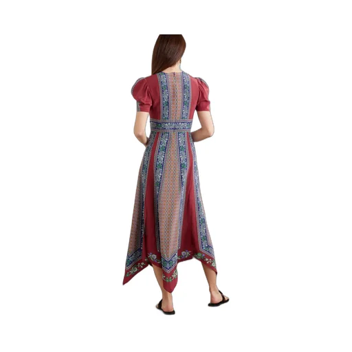 Puffed-Sleeved Midi Dress