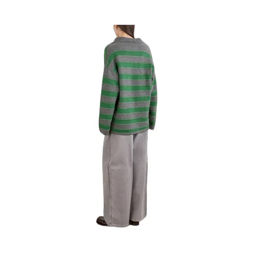 Dume Striped Cashmere Polo Sweater