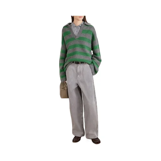 Dume Striped Cashmere Polo Sweater