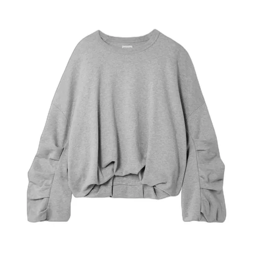 Oversized Pleated Cotton Knit Sweater