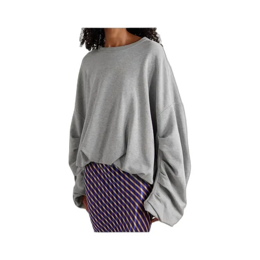 Oversized Pleated Cotton Knit Sweater
