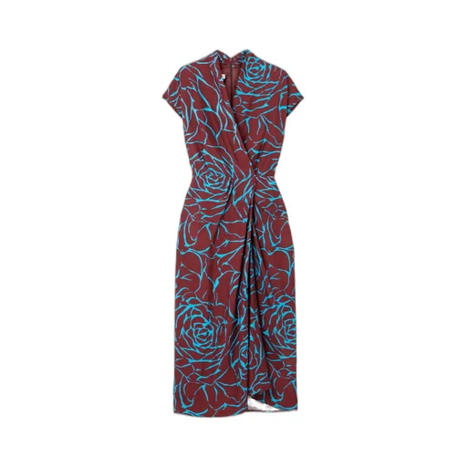 Wrap-Style Printed Midi Dress