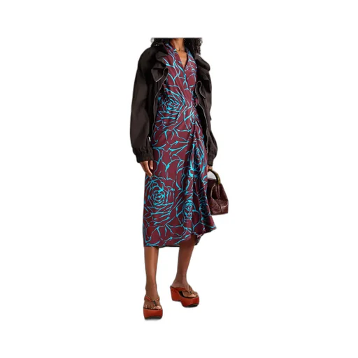 Wrap-Style Printed Midi Dress