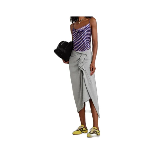 Pleated Asymmetrical Midi Skirt