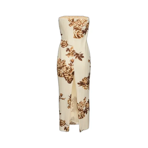 Strapless Floral Print Dress