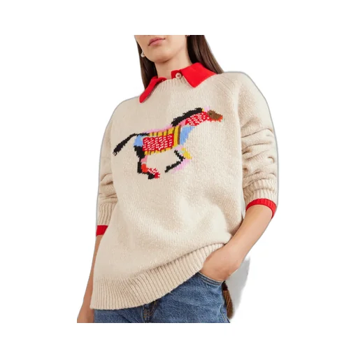 Glacier Horse Intarsia-Knit Cashmere Sweater