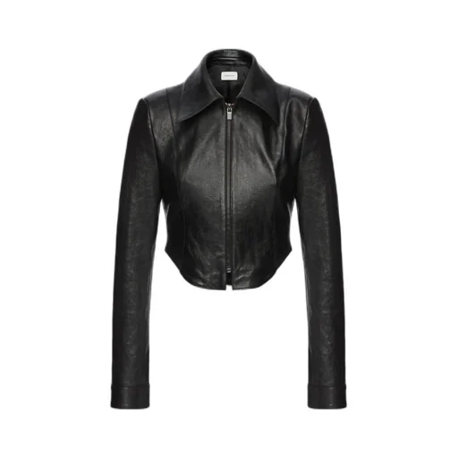 Magda Butrym Curved Hem Leather Jacket