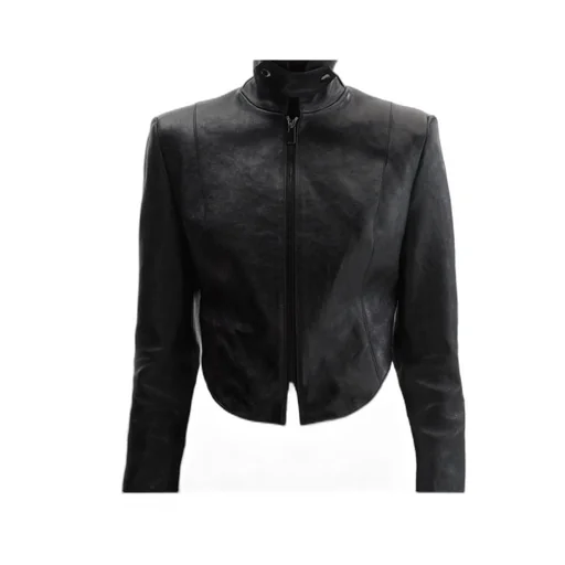 Magda Butrym Curved Hem Leather Jacket