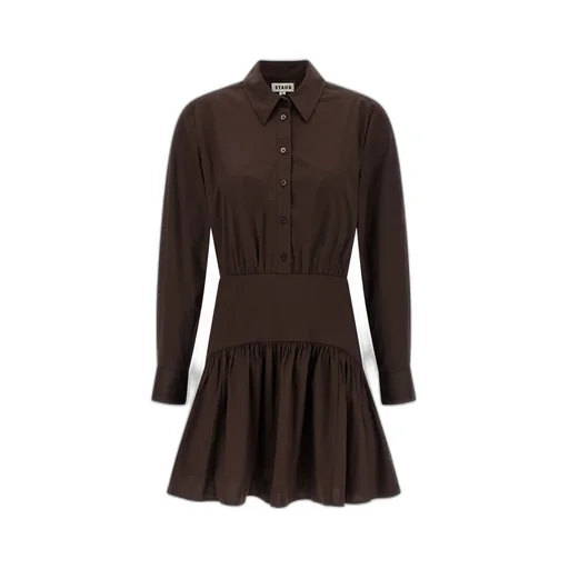 Staud Long Sleeve Gathered Detail Dress