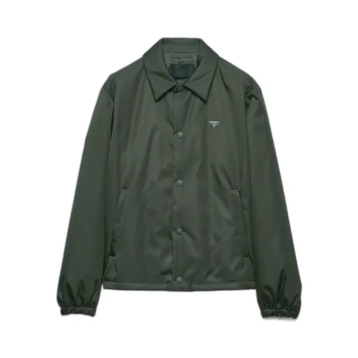 Prada Triangle-Logo Button-Up Coat