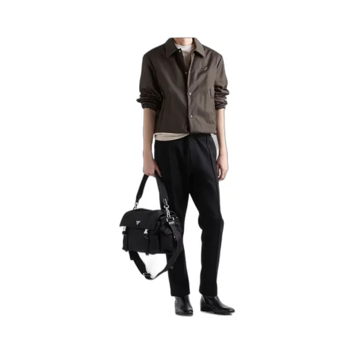 Prada Triangle-Logo Button-Up Coat