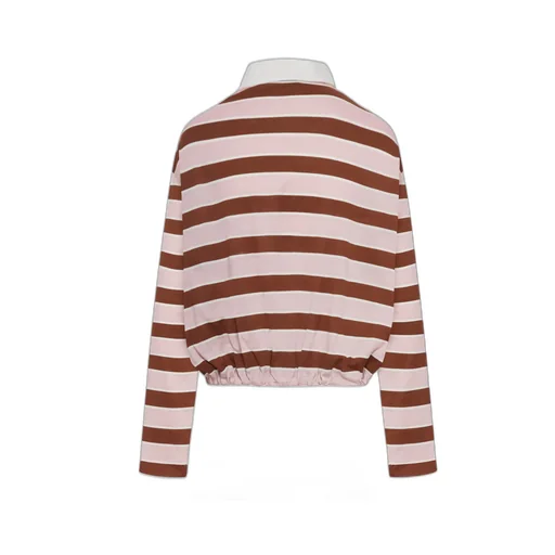 Long-Sleeved Bayadere Print Lisle Cotton T-Shirt