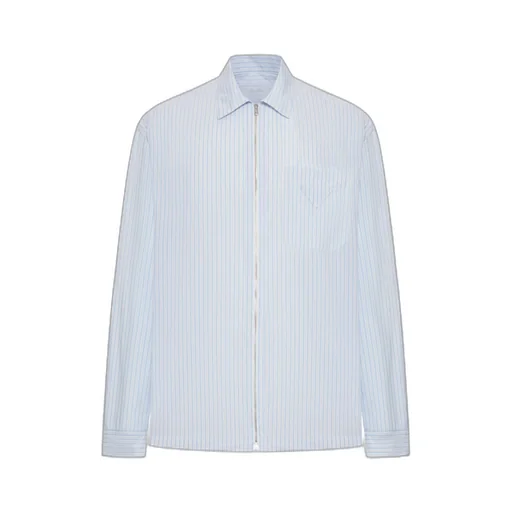 Prada Zip-Up Striped Shirt