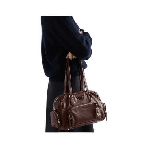 Large Washed Leather Top-Handle Bag