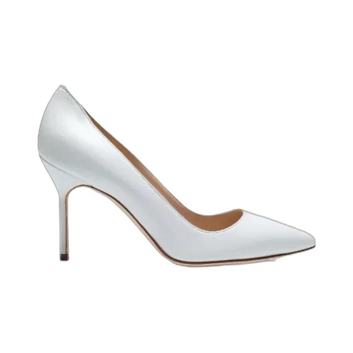 White Nappa Leather Pointed Toe Pumps