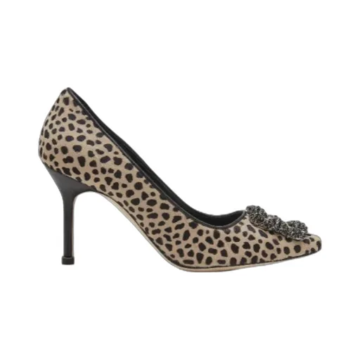Animal Print Calf Hair Jewel Buckle Pumps