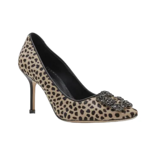 Animal Print Calf Hair Jewel Buckle Pumps