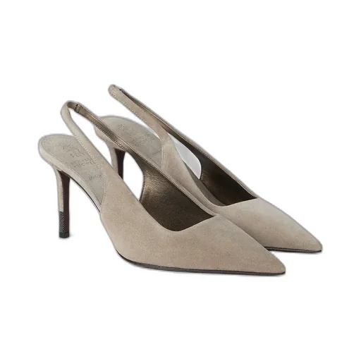 Suede Monili Slingback Pumps