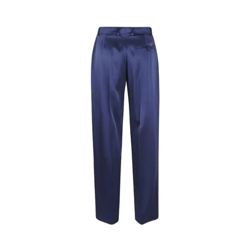Satin Dropped Waist Straight Wide Leg