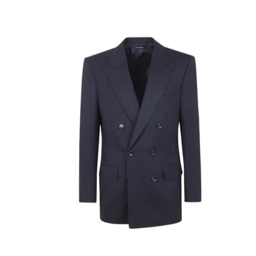 Striped Double-Breasted Suit Jacket