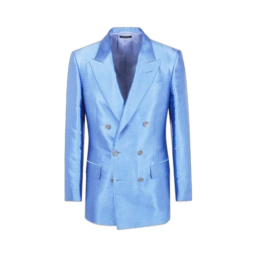 Polka Dot Jacquard Double-Breasted Suit Jacket
