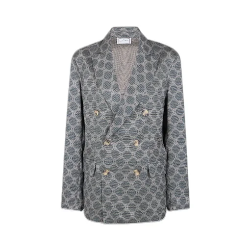 Double-Breasted Patterned Blazer