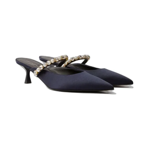 Pearl-Embellished Heeled Sandals