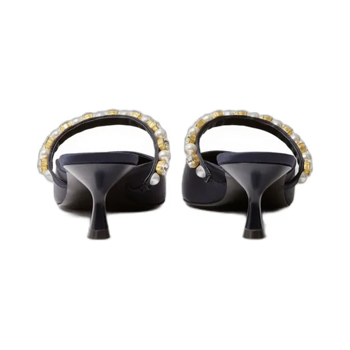 Pearl-Embellished Heeled Sandals