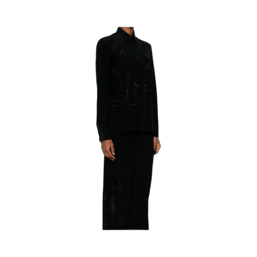 Floral-Embroidered Silk Shirt