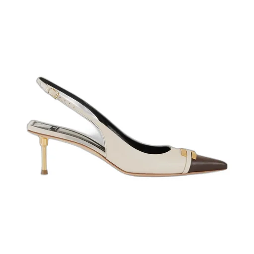 Contrasting Logo-Detail Slingback Pumps