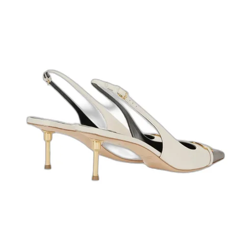 Contrasting Logo-Detail Slingback Pumps