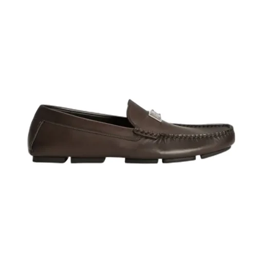 Dolce & Gabbana Logo Detail Leather Moccasins