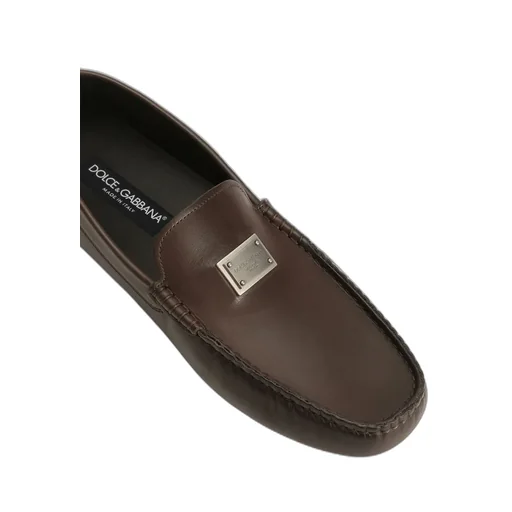 Dolce & Gabbana Logo Detail Leather Moccasins