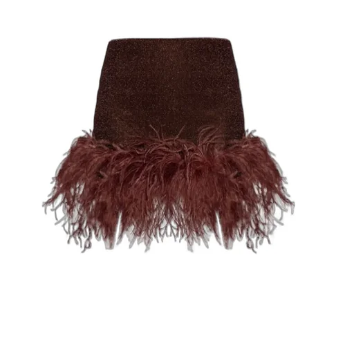 Osree Lurex Thread Feather-Detailed Skirt