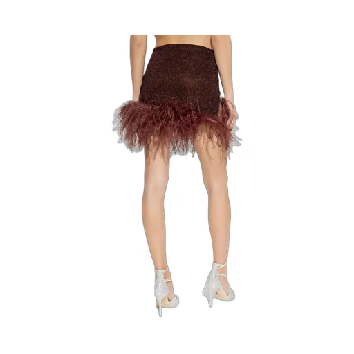 Osree Lurex Thread Feather-Detailed Skirt