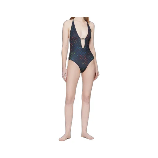 Letter Pattern Deep V Swimsuit