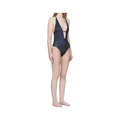Letter Pattern Deep V Swimsuit