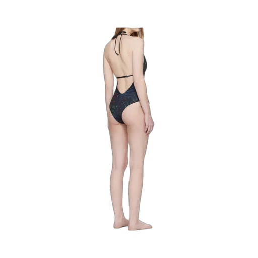Letter Pattern Deep V Swimsuit