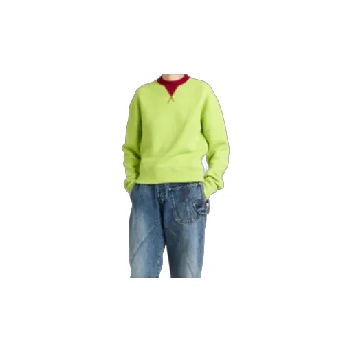 Contrast Collar Sweatshirt In Lime & Red