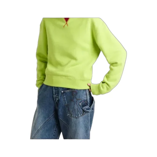 Contrast Collar Sweatshirt In Lime & Red